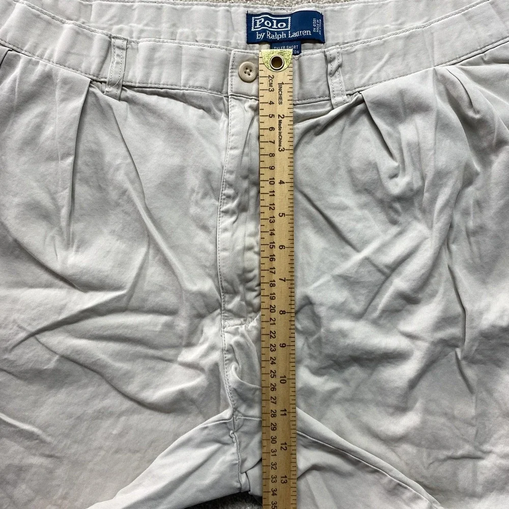 Polo Ralph Lauren Tyler Shorts Mens 38 Khaki Pleated‎ 100% Cotton Casual Classic